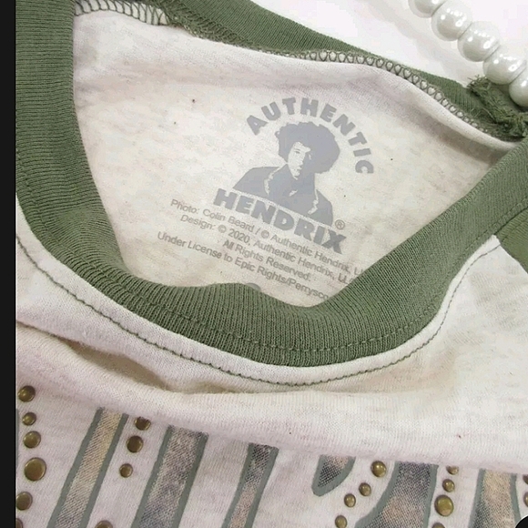 Jimi Hendrix SM '67 Green/Cream Long-Sleeved Baseball Tee - Picture 6 of 6